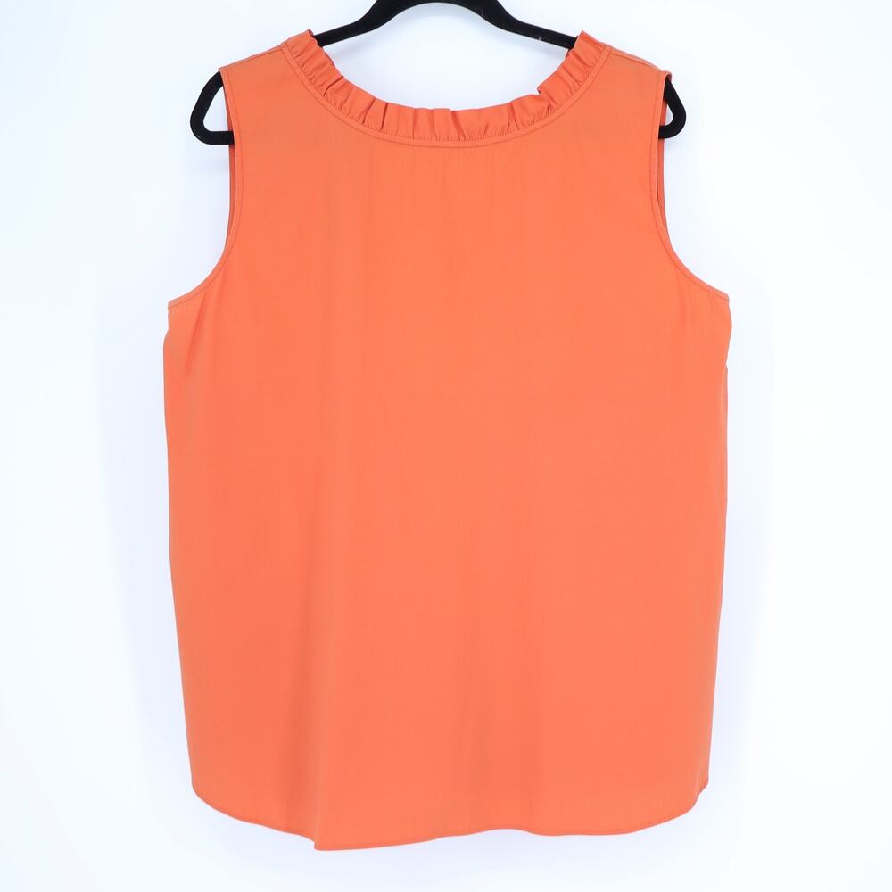 LAFAYETTE 148 Convertible Sleeveless Blouse Orange Ruffled V Neck Women's L